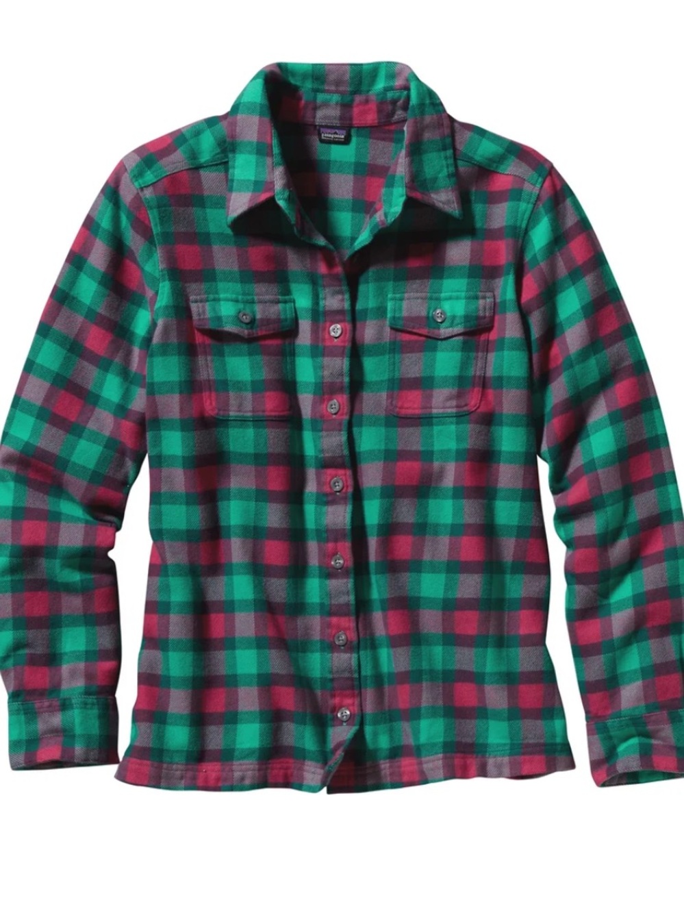 Patagonia Women’s Long-Sleeved Fjord Flannel Shirt Organic Cotton Size 4